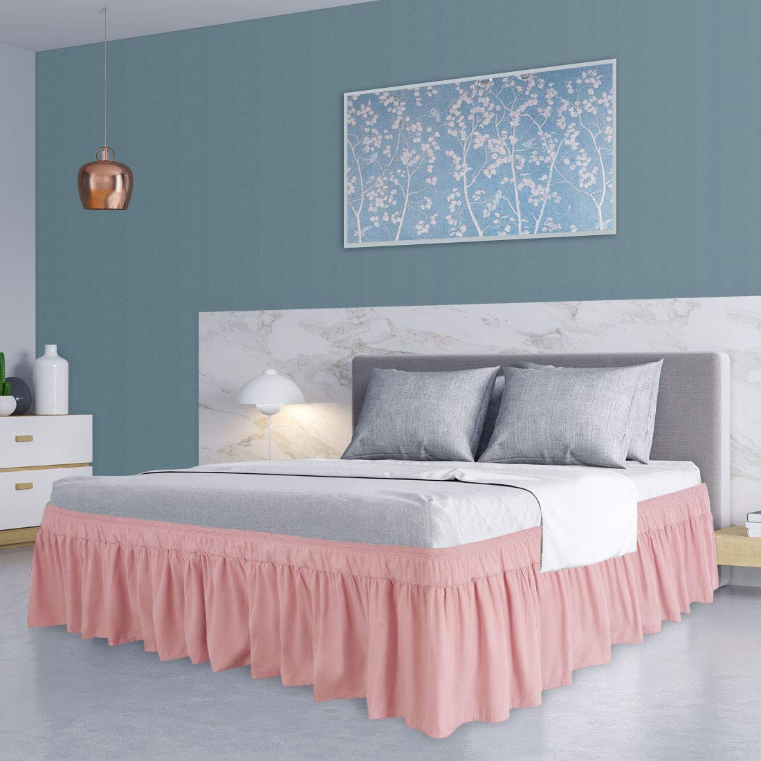 Amazon｜PiccoCasa ベッドスカート ポリエステル 無地 北欧 プリーツ